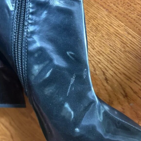 steve madden ticker heeled block boots zip black synthetic pointy toe ankle - Picture 2 of 5